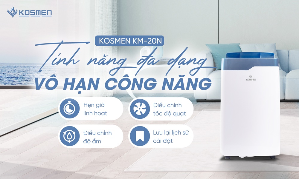M&aacute;y h&uacute;t ẩm Kosmen KM-20N được đ&aacute;nh gi&aacute; cao về khả năng xử l&yacute; ẩm vượt trội
