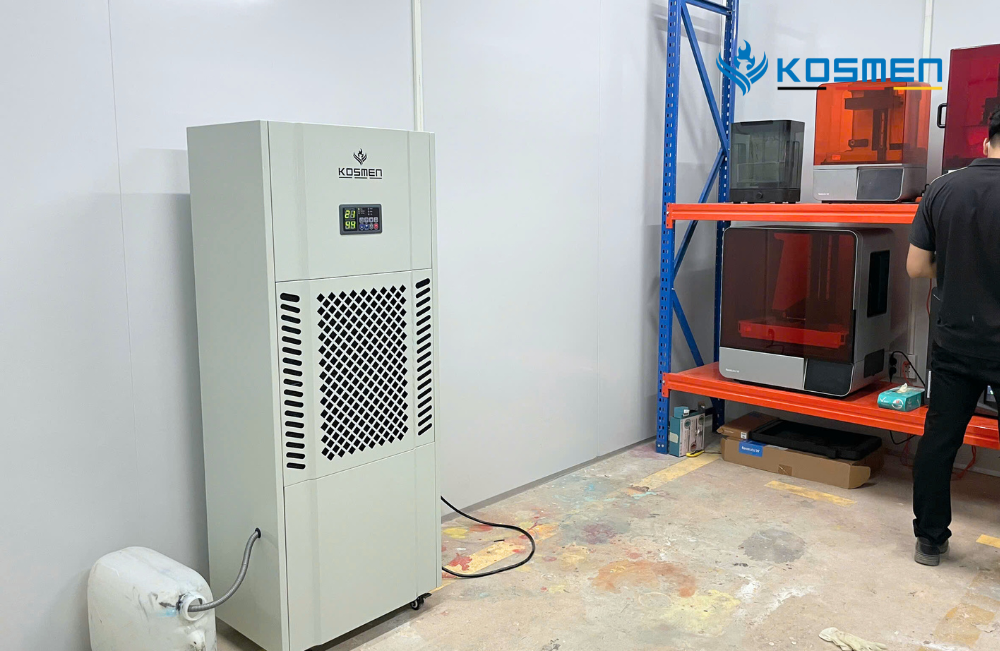 Lắp đặt máy hút ẩm Kosmen KM-180S để xử lý ẩm phòng in ấn