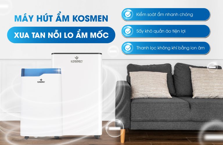 M&aacute;y h&uacute;t ẩm Kosmen được kh&aacute;ch h&agrave;ng tin tưởng sử dụng v&igrave; sở hữu đa dạng t&iacute;nh năng