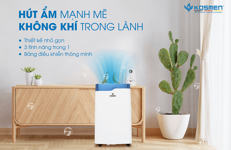 Máy hút hơi ẩm Kosmen được tích hợp tính năng thanh lọc không khí bằng ion âm