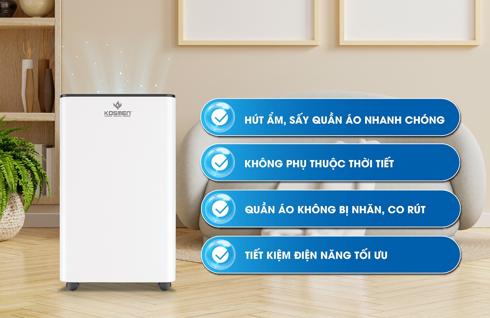 Sấy quần áo bằng máy hút ẩm tiện dụng và tiết kiệm hơn so với máy sấy quần áo