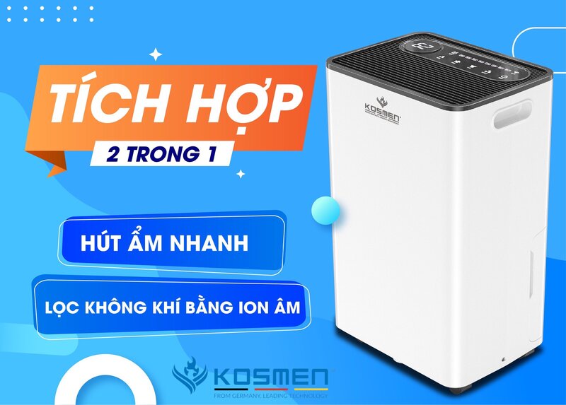 Sản phẩm Kosmen KM-60S là chiếc máy hút ẩm không khí Thái Bình được nhiều khách hàng tin dùng