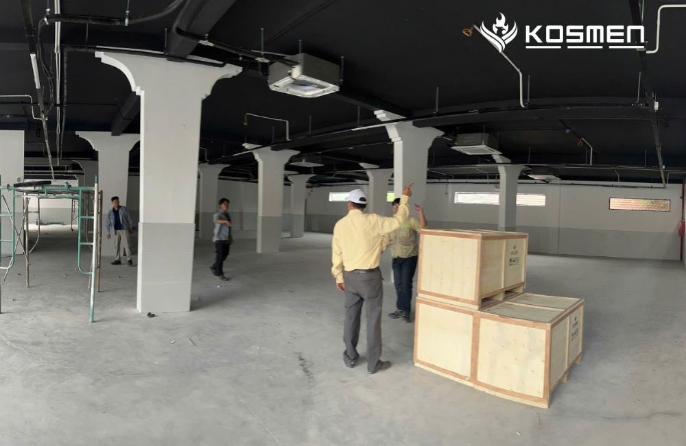 Lắp đặt máy hút ẩm âm trần Kosmen kiểm soát ẩm phòng tập GYM, YOGA