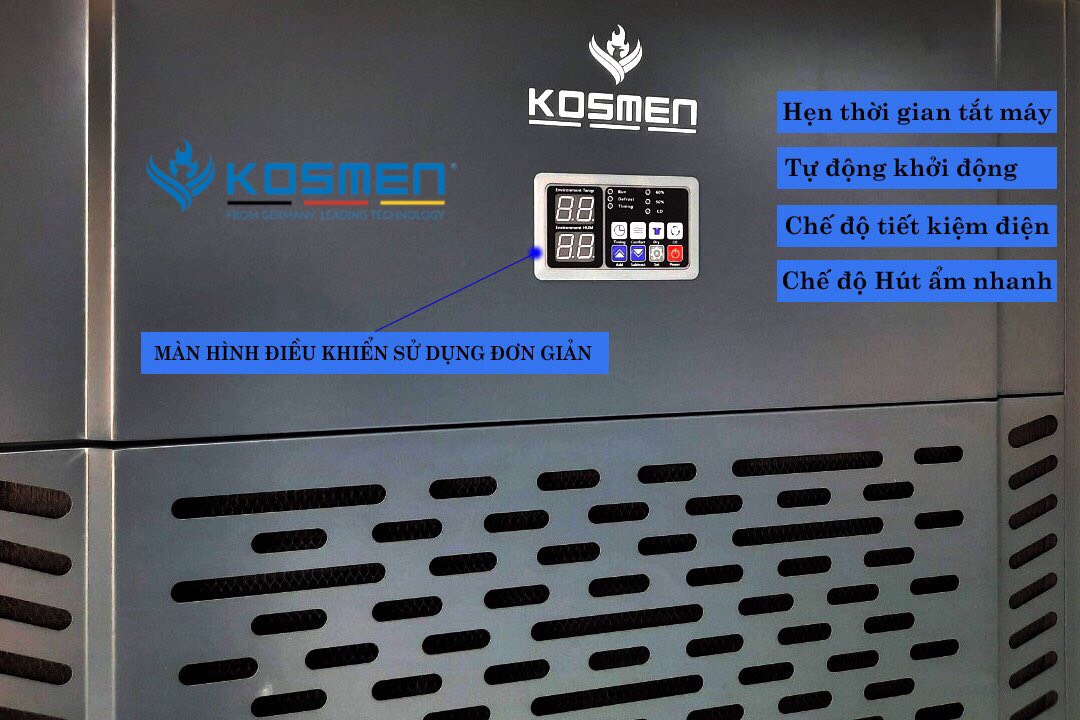 Máy hút ẩm Kosmen KM-480S trang bị cơ chế vận hành tự động và tính năng tiện ích