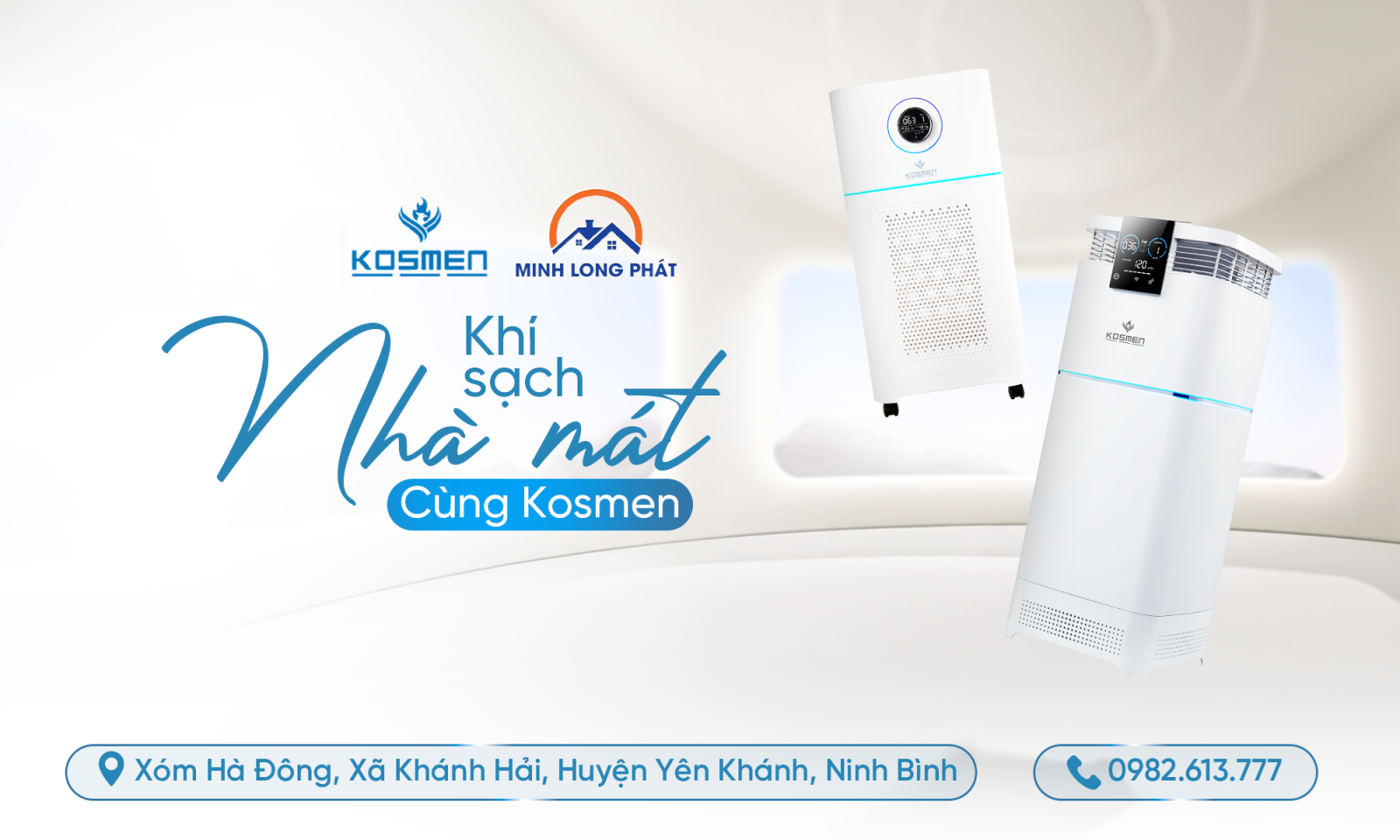 Long Minh Ph&aacute;t ph&acirc;n phối m&aacute;y lọc kh&ocirc;ng kh&iacute; Kosmen tại Ninh B&igrave;nh