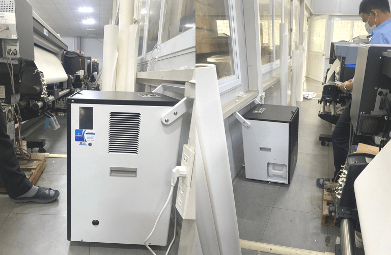 Hình ảnh lắp đặt máy hút ẩm Kosmen tại xưởng in công ty Hong Sung Việt Nam.