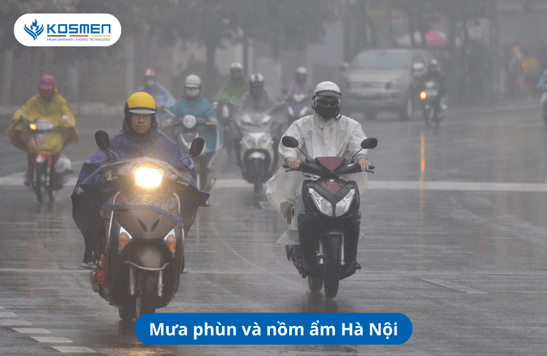 Mưa phùn và nồm ẩm Hà Nội.