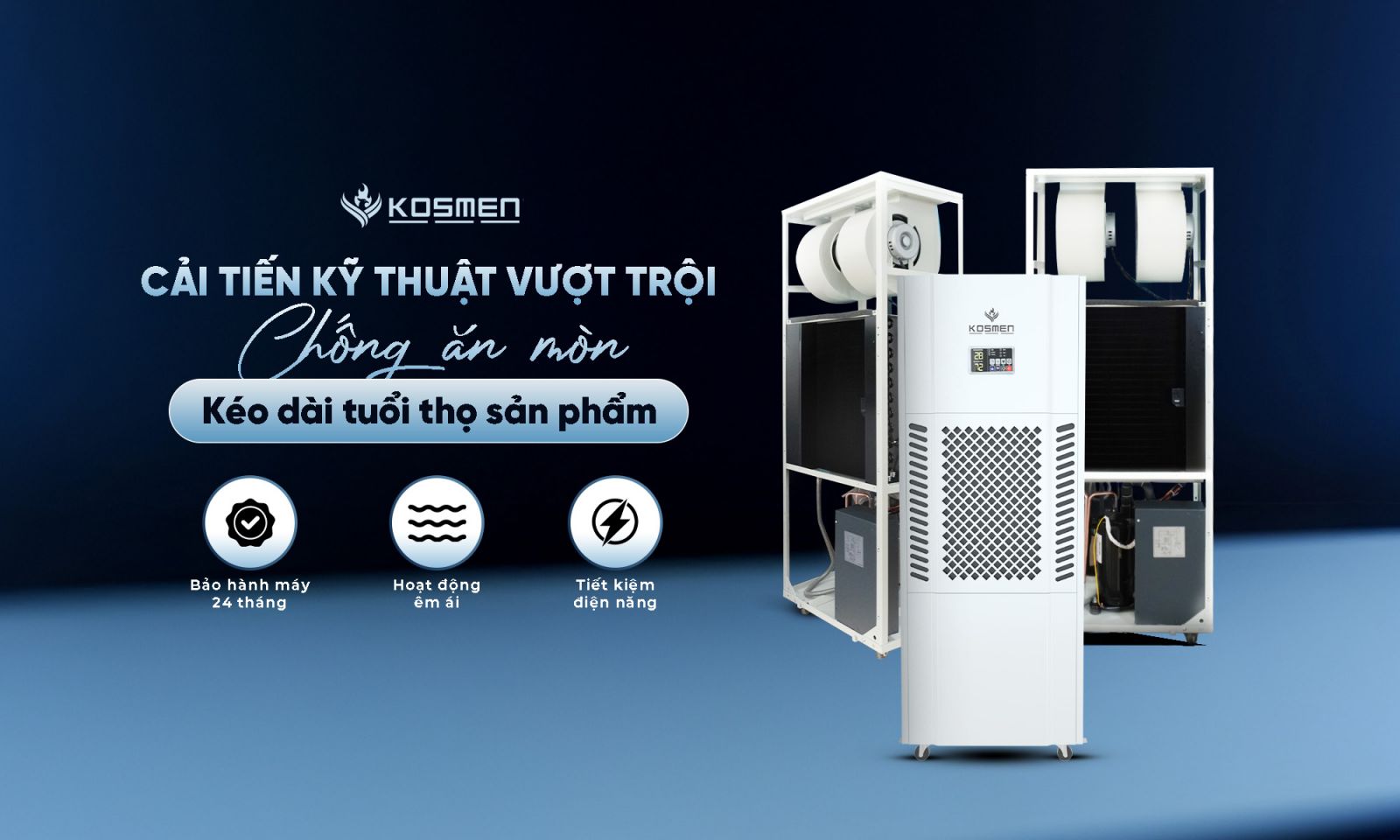 N&acirc;ng cấp t&iacute;nh năng chống oxy h&oacute;a d&agrave;n trao đổi nhiệt m&aacute;y h&uacute;t ẩm Kosmen KM-180S