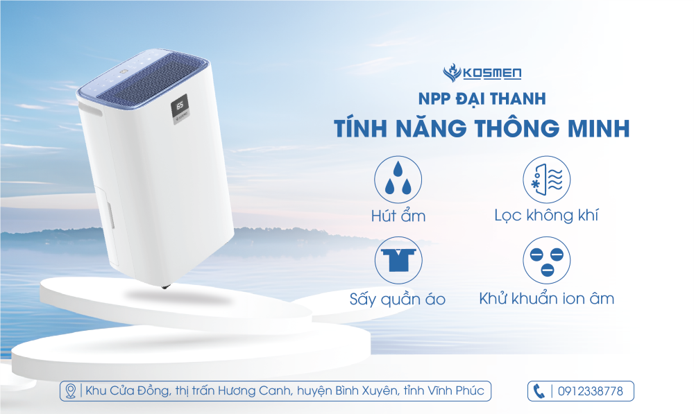 Đại Thanh ph&acirc;n phối m&aacute;y h&uacute;t ẩm v&agrave; lọc kh&ocirc;ng kh&iacute; Kosmen t&iacute;ch hợp nhiều t&iacute;nh năng