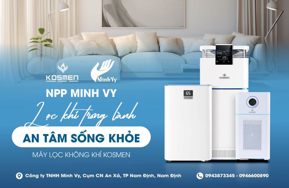 M&aacute;y lọc kh&ocirc;ng kh&iacute; Kosmen được ph&acirc;n phối ch&iacute;nh h&atilde;ng tại NPP Minh Vy
