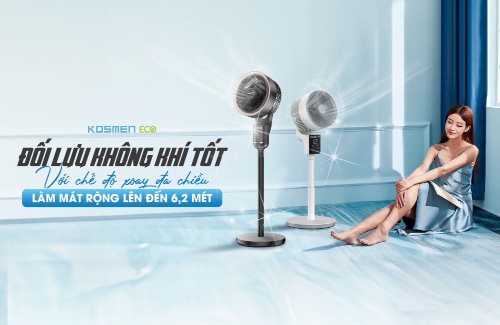 Đối lưu không khí tốt và đảm bảo khả năng làm mát rộng tới 6,2 mét