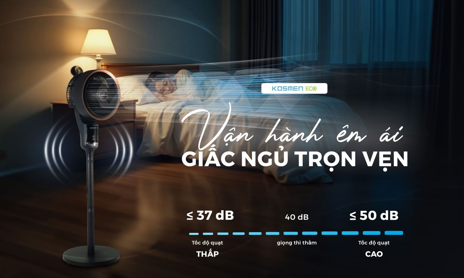 Quạt Thông Minh ECO-F40AI-B Vận Hành Êm Ái, Giấc Ngủ Trọn Vẹn