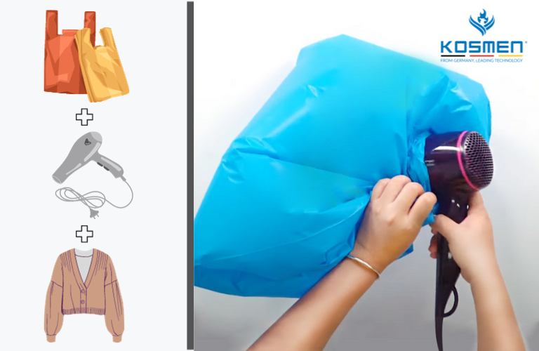 Sấy kh&ocirc; quần &aacute;o cực đơn giản chỉ bằng 1 t&uacute;i nilong v&agrave; 1 m&aacute;y sấy t&oacute;c