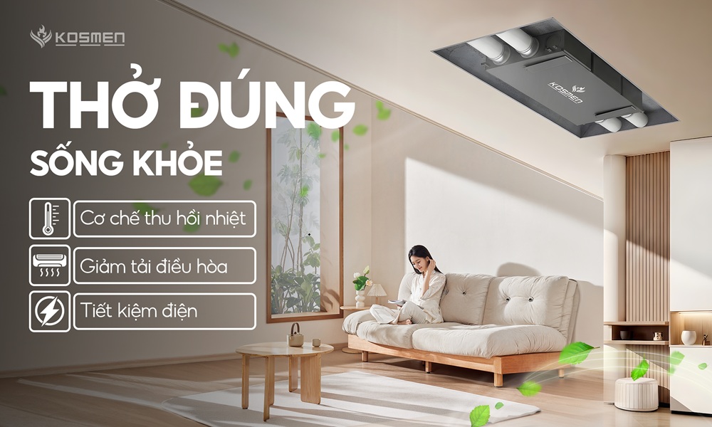 Máy cấp khi tươi và lọc không khí Kosmen KM-A300 Pro mang đến không gian trong lành, thông thoáng cho gia đình