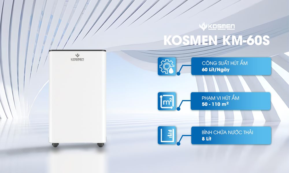 M&aacute;y h&uacute;t ẩm Kosmen KM-60S t&iacute;ch hợp nhiều chương tr&igrave;nh tự động với khả năng h&uacute;t ẩm mạnh mẽ