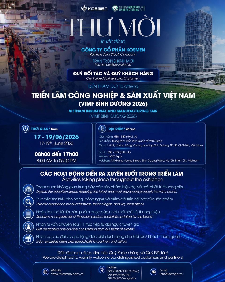 Kosmen ch&iacute;nh thức tham dự triển l&atilde;m VIMF B&igrave;nh Dương 2026
