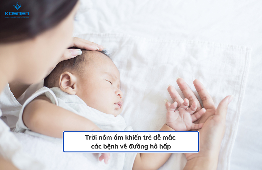 Trẻ dễ mắc bệnh cảm lạnh, viêm màng nhầy mũi, viêm họng khi trời nồm ẩm