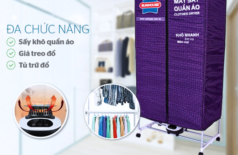 Tủ sấy quần áo cũng được tích hợp đa chức năng để phù hợp với nhu cầu người dùng