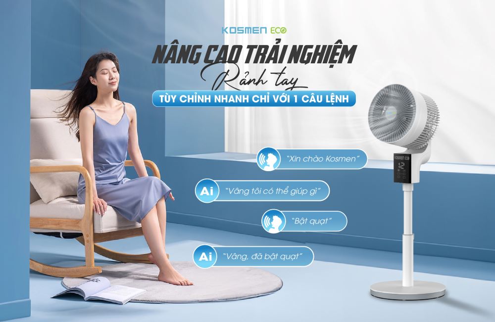 Tùy chỉnh quạt thông minh Kosmen Eco dễ dàng chỉ với