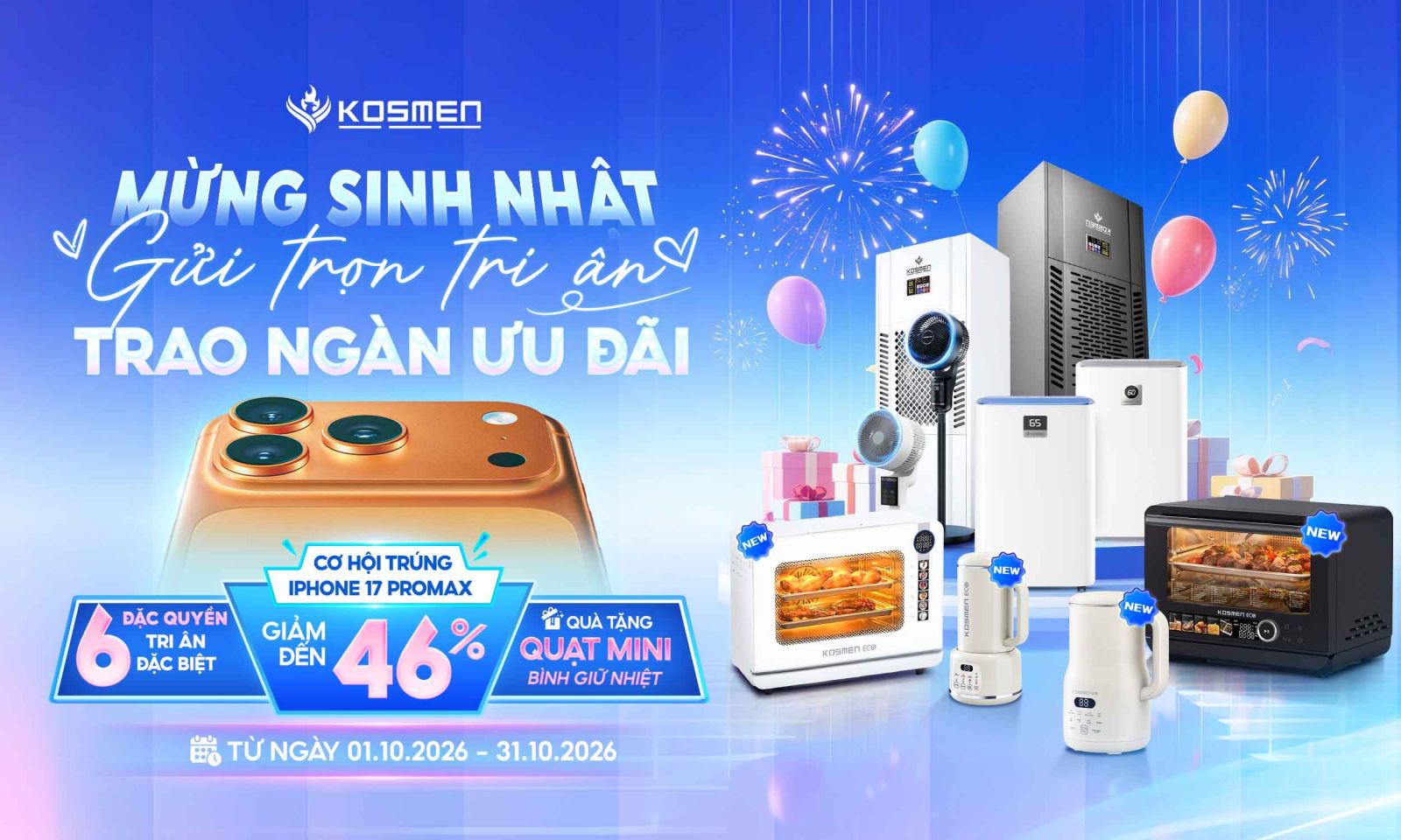 Loạt chương trình ưu đãi hấp dẫn trong dịp mừng sinh nhật 6 tuổi Kosmen