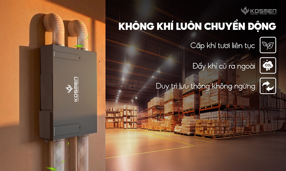 Máy cấp khi tươi và lọc không khí Kosmen KM-A300 Pro giải pháp cấp khí tươi cân bằng không gian sống